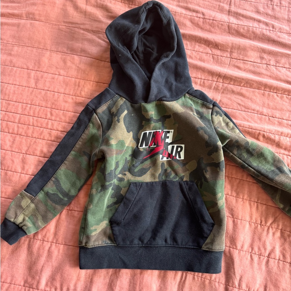 Nike Air Jordan Green and Black Camo Hoodie Sweatshirt